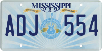 MS license plate ADJ554