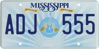 MS license plate ADJ555