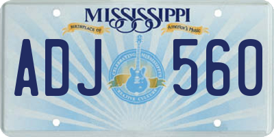 MS license plate ADJ560