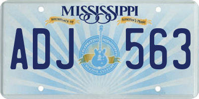 MS license plate ADJ563