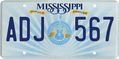MS license plate ADJ567