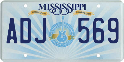 MS license plate ADJ569
