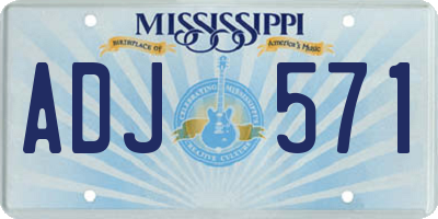 MS license plate ADJ571