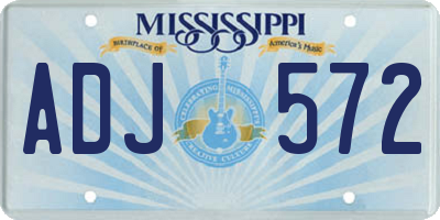 MS license plate ADJ572