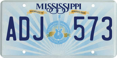 MS license plate ADJ573