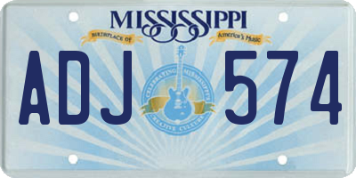 MS license plate ADJ574
