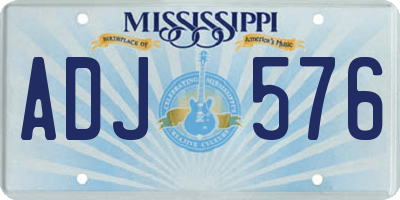 MS license plate ADJ576