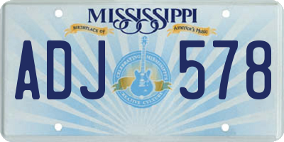 MS license plate ADJ578