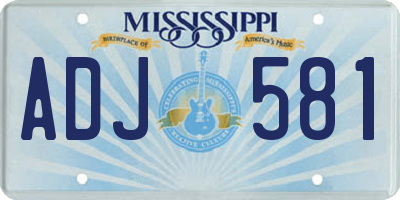 MS license plate ADJ581