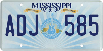 MS license plate ADJ585