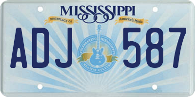 MS license plate ADJ587