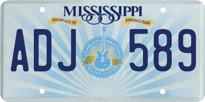 MS license plate ADJ589