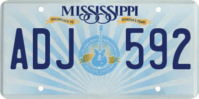 MS license plate ADJ592