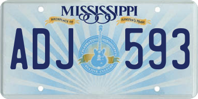 MS license plate ADJ593