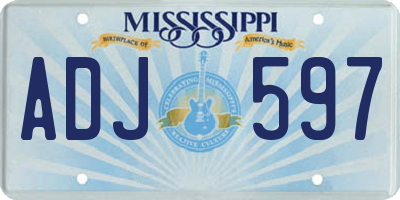 MS license plate ADJ597