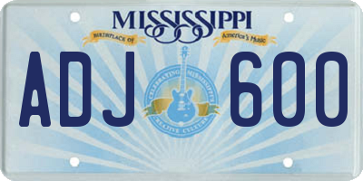 MS license plate ADJ600