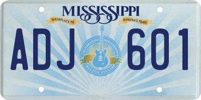 MS license plate ADJ601