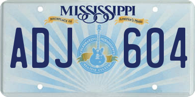 MS license plate ADJ604