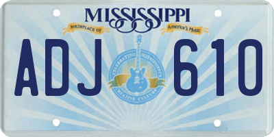MS license plate ADJ610