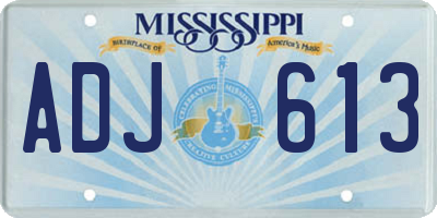 MS license plate ADJ613