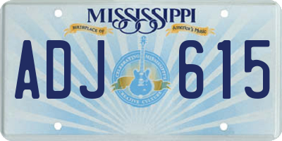 MS license plate ADJ615