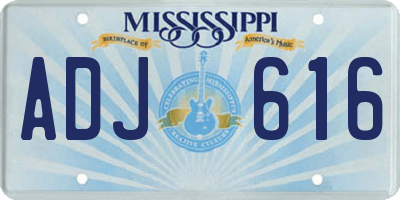 MS license plate ADJ616