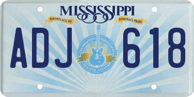 MS license plate ADJ618
