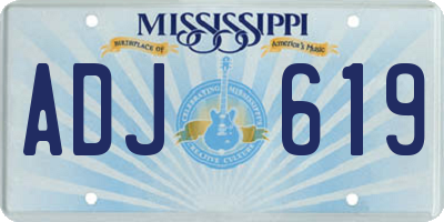 MS license plate ADJ619