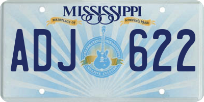 MS license plate ADJ622