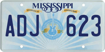 MS license plate ADJ623