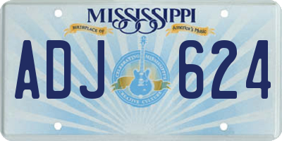 MS license plate ADJ624