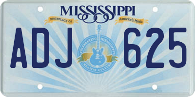 MS license plate ADJ625