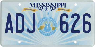 MS license plate ADJ626