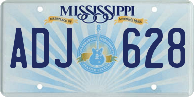 MS license plate ADJ628