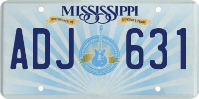 MS license plate ADJ631