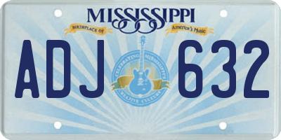 MS license plate ADJ632