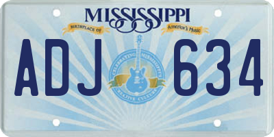 MS license plate ADJ634