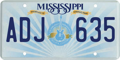 MS license plate ADJ635