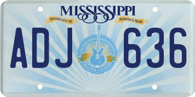MS license plate ADJ636
