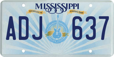 MS license plate ADJ637