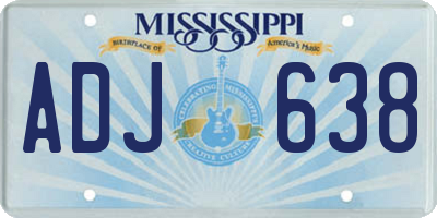 MS license plate ADJ638