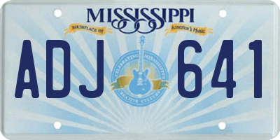 MS license plate ADJ641