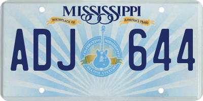 MS license plate ADJ644