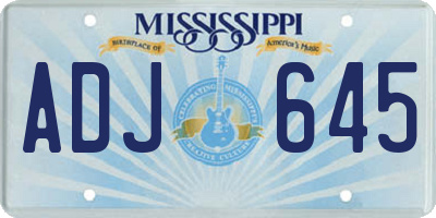 MS license plate ADJ645