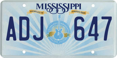 MS license plate ADJ647