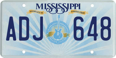 MS license plate ADJ648