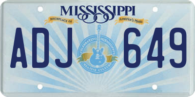 MS license plate ADJ649