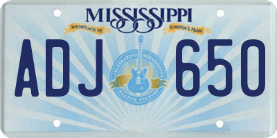 MS license plate ADJ650