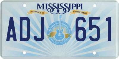 MS license plate ADJ651