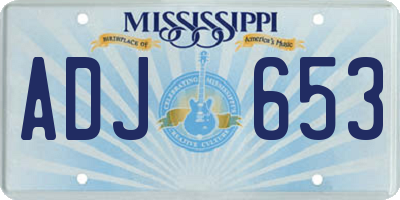 MS license plate ADJ653